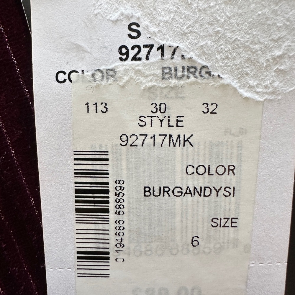 Maison‎ Tara Women's 6 Midi Dress Burgundy Metallic Ribbed V-Neck NEW - Picture 8 of 10